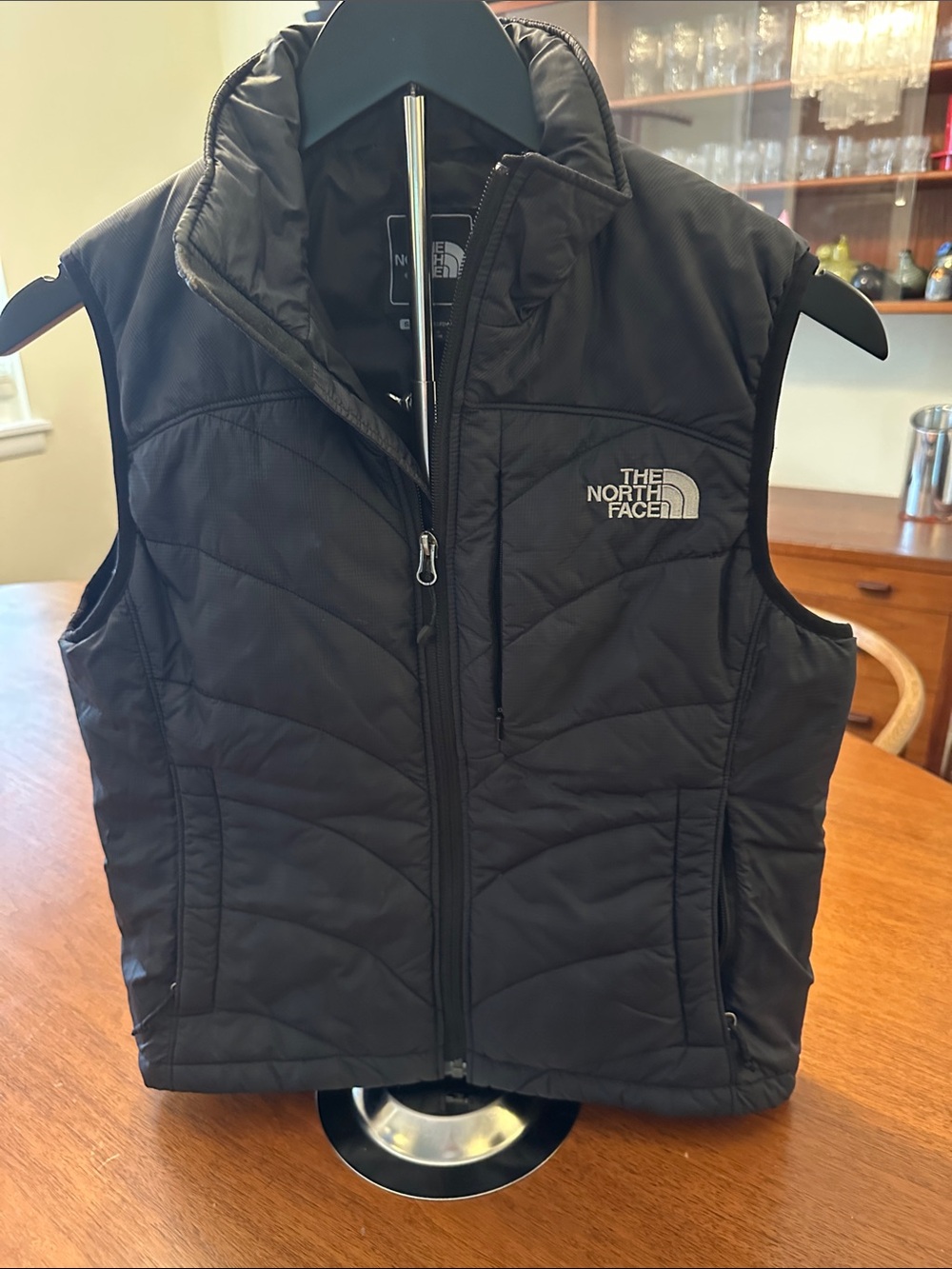 The North Face Black Quilted Insulated Vest with Logo